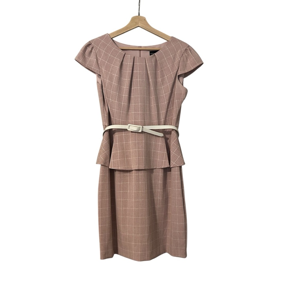 Connected Apparel Blush Checkered Pencil Skirt
